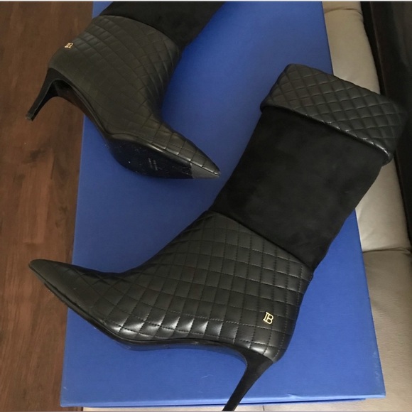 Authentic black leather/suede Balmain boots size 37 - Picture 1 of 9